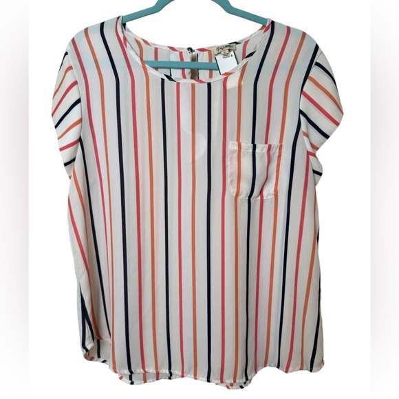 Lily White Tops - ☀️☀️ Lily White Striped Blouse in Pink, Navy, and Cream